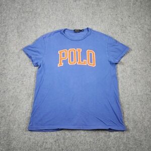 Polo Ralph Lauren Shirt Mens Medium Liberty Blue Short Sleeve Spellout Classic